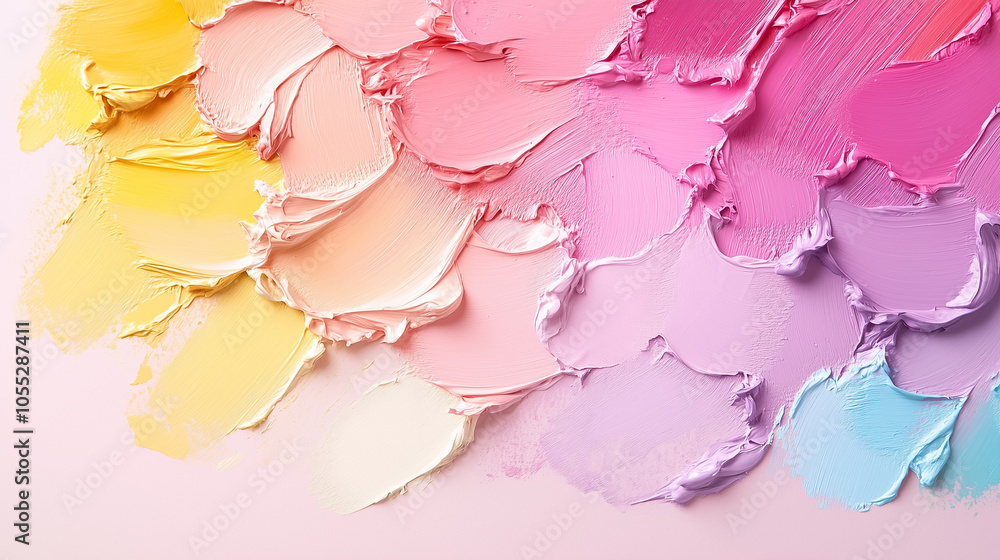 Obraz premium A stunning array of paint colors gracefully merges, forming a soft gradient that sparks inspiration and creativity