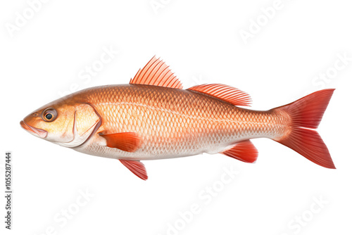 Red drum fish isolated on transparent or white background, png