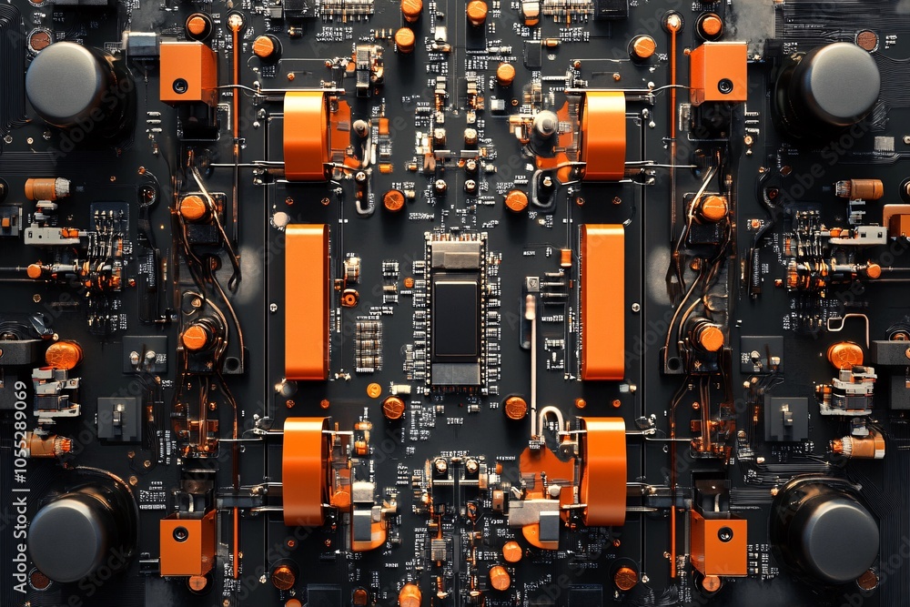 Abstract Circuit Board Design: Close-up of Electronic Components Abstract Circuit Board Design: Close-up of Electronic Components
