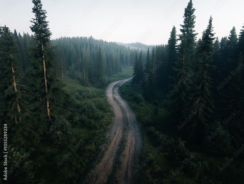 Country road winding through forest at dusk, tranquil scene
Country road winding through forest at dusk, tranquil scene