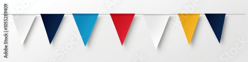 Free Download Classic pennant banner: Triangular flags arranged with precision, floating on a white background. - GFXLoad