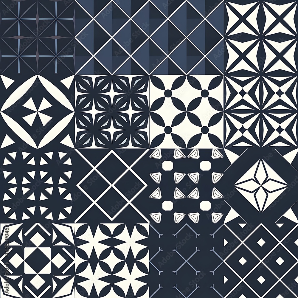 Fototapeta premium 10 Dark geometric seamless patterns eps10