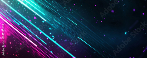 Futuristic abstract wallpaper with neon light streaks and glowing particles in blue and magenta. Ideal for tech, sci-fi, and creative designs, adding dynamic energy and modern style.