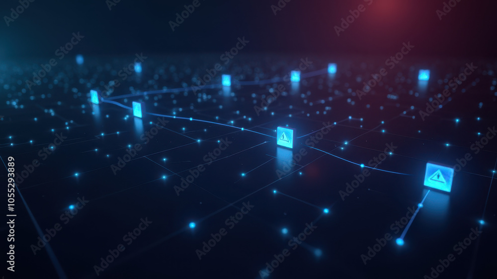 Obraz premium This is a digital rendering of interconnected nodes with a network theme.