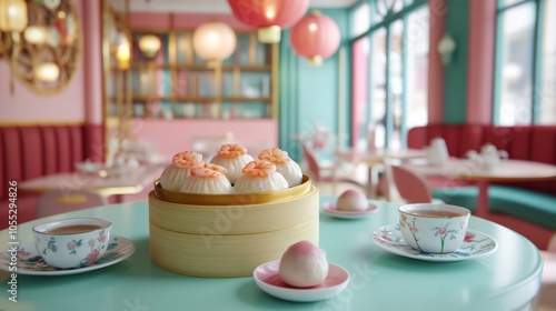 Wallpaper Mural Delicate Shrimp Dumplings in Bright Tea House Setting Torontodigital.ca