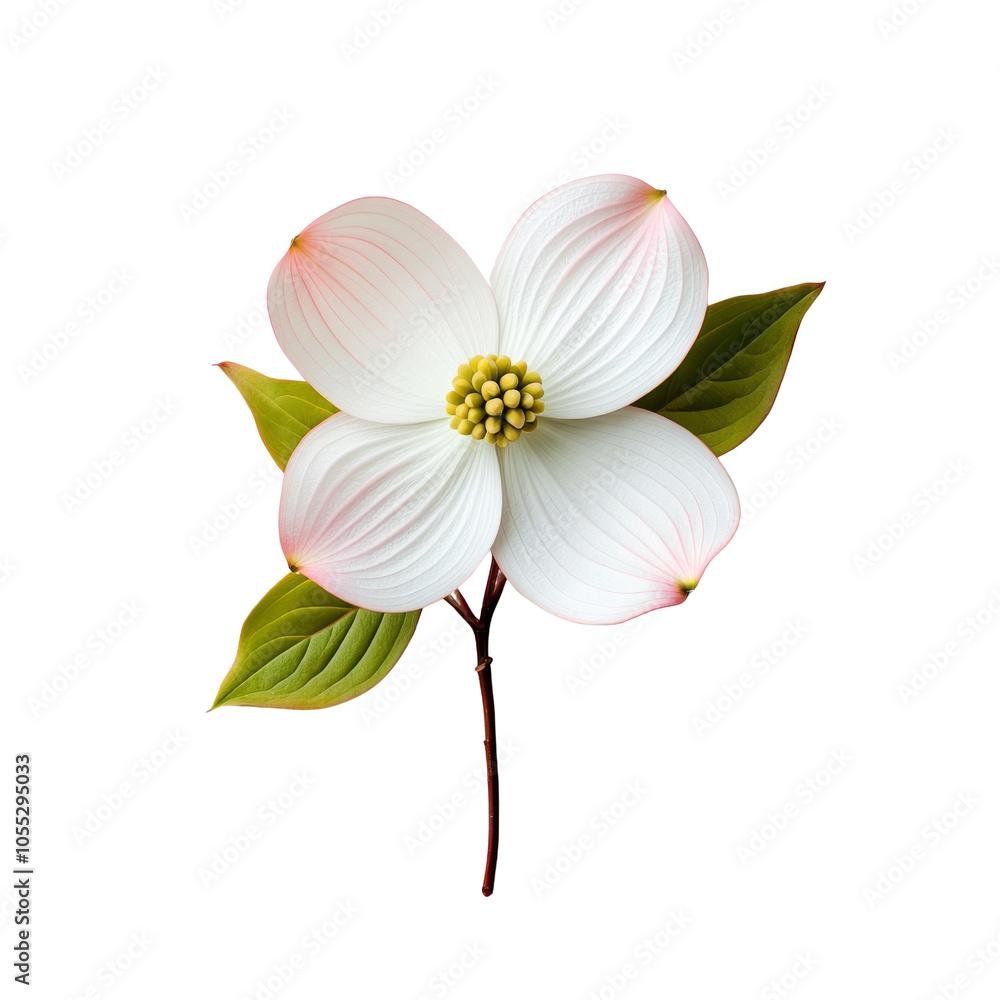 Beautiful white flower with green leaves on transparent background. Beautiful white flower with green leaves on transparent background.