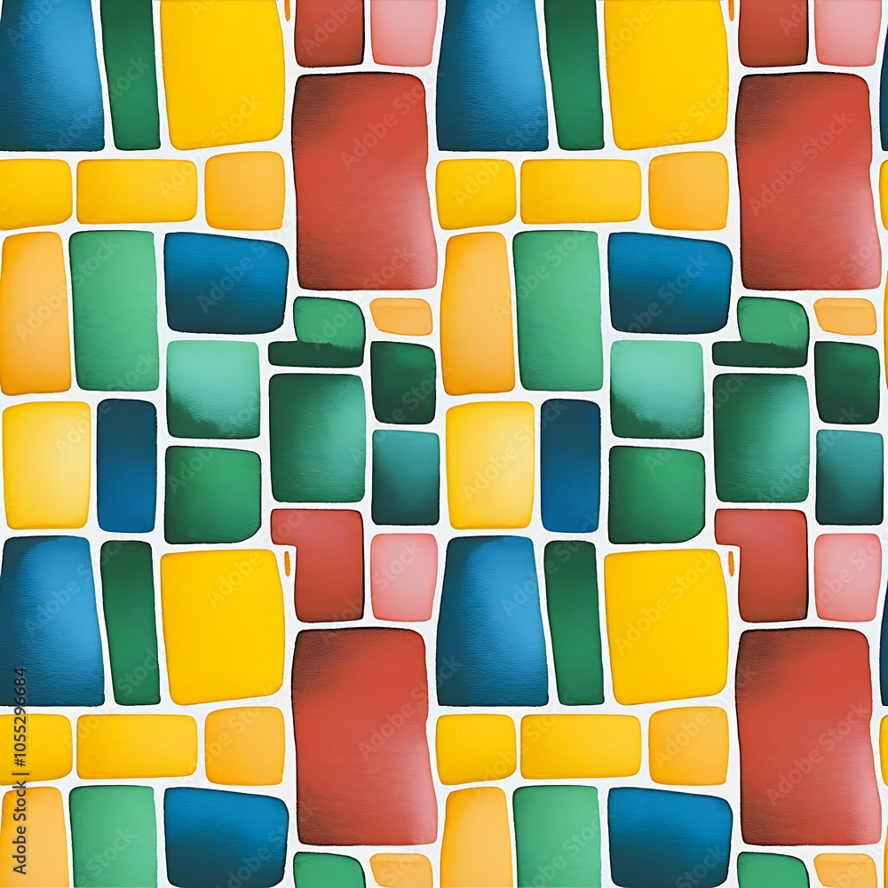 Seamless white pattern with colorful translucent uneven rectangles Seamless white pattern with colorful translucent uneven rectangles