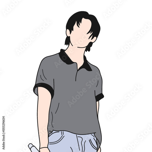 vector illustration of a handsome guy holding a microphone