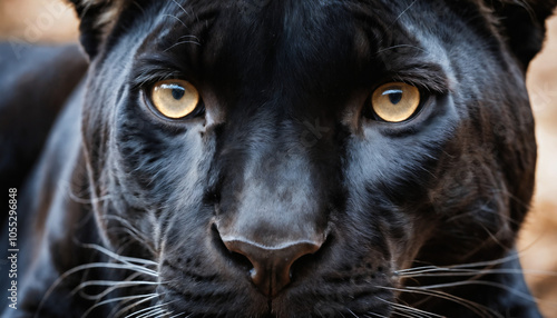 Close up detail portrait of panther, beautiful eyes of panther photo