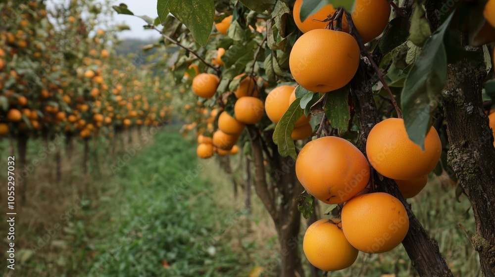 Harvesting oranges in a vibrant orchard during late autumn, showcasing ripe fruit and lush green surroundings Harvesting oranges in a vibrant orchard during late autumn, showcasing ripe fruit and lush green surroundings