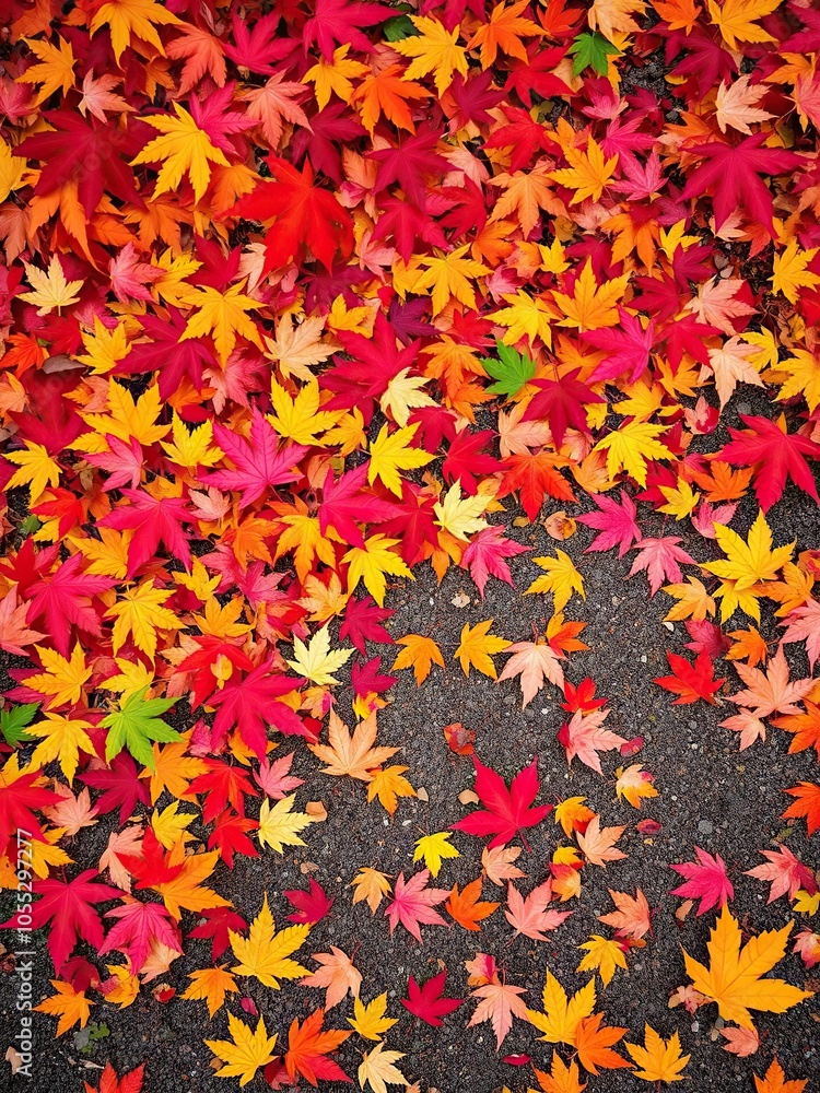 Vibrant autumn background featuring colorful maple leaves scattered on the ground, fall, seasonal, beauty Vibrant autumn background featuring colorful maple leaves scattered on the ground, fall, seasonal, beauty