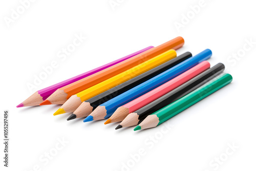 Color pencils over white background