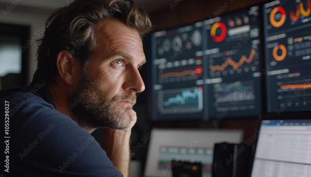 Businessman Analyzes ROI Metrics for Strategic Decision Making, Data-Driven Insights for Profitability and Growth Businessman Analyzes ROI Metrics for Strategic Decision Making, Data-Driven Insights for Profitability and Growth