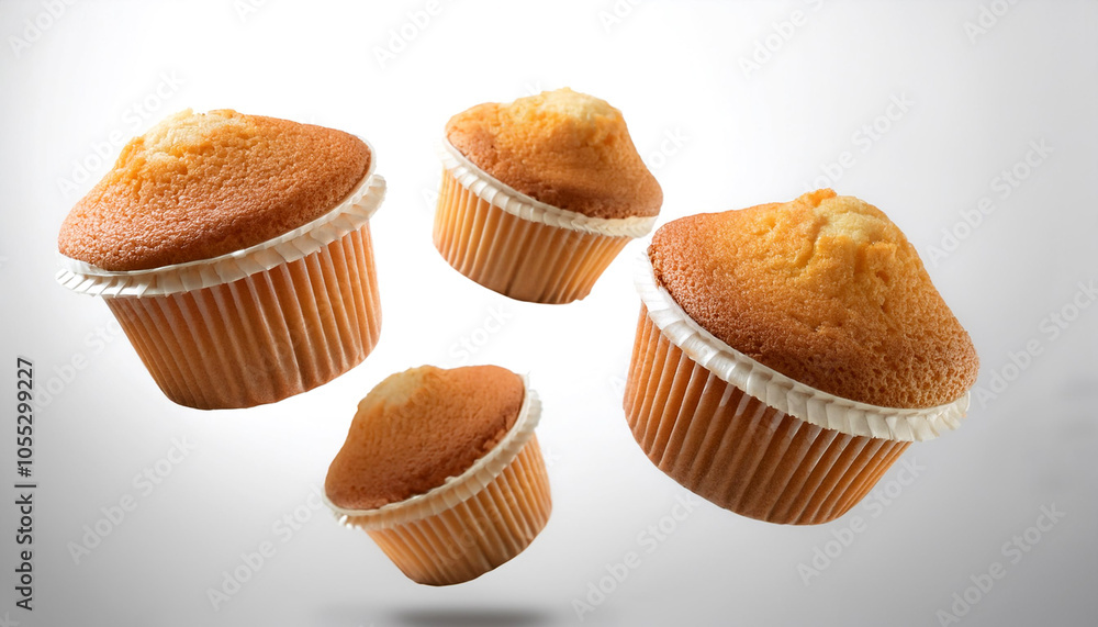 cupcakes floating or flying isolated white background cupcakes floating or flying isolated white background