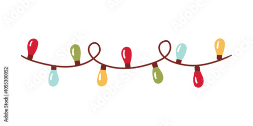 Christmas Lights Isolated on white Background. Festive Colorful Christmas Lights String Decoration. Vector Graphic for Christmas Cards, Banners, Poster, Web