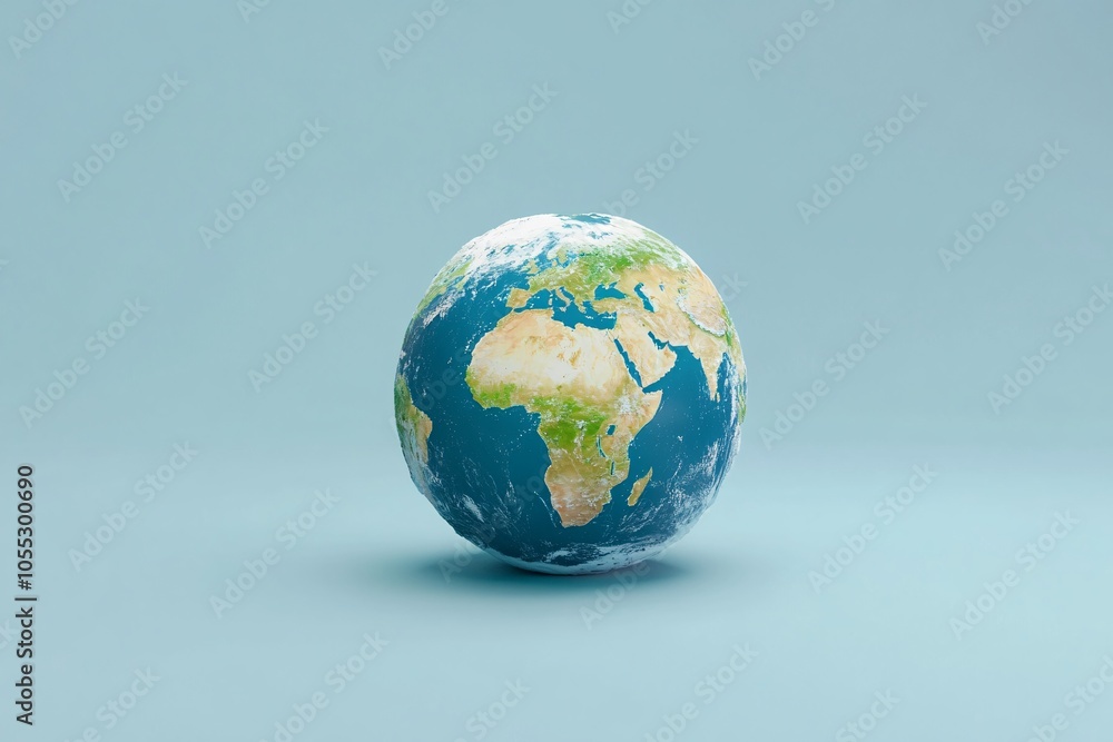 3D Render of Earth Globe on Blue Background - Global Perspective 3D Render of Earth Globe on Blue Background - Global Perspective