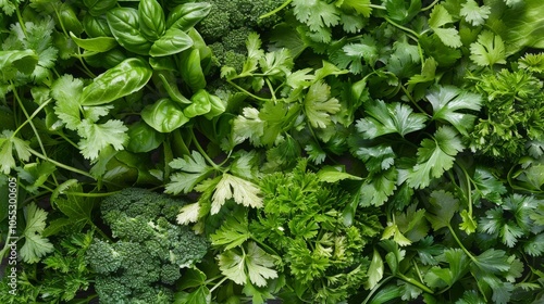 Wallpaper Mural Fresh Green Herbs and Broccoli Background Torontodigital.ca