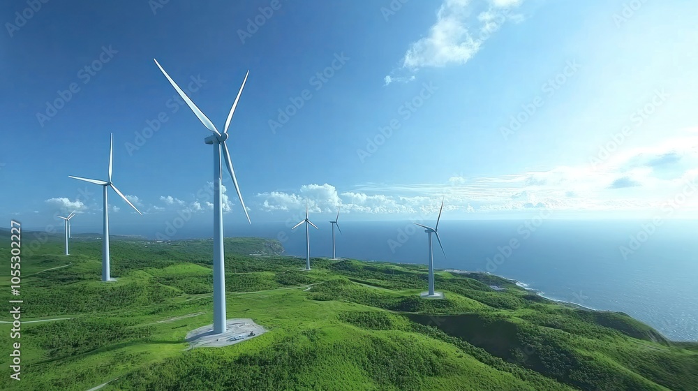 Eco-friendly wind turbine manufacturing plant, operating with sustainable practices and advanced technology. Eco-friendly wind turbine manufacturing plant, operating with sustainable practices and advanced technology.