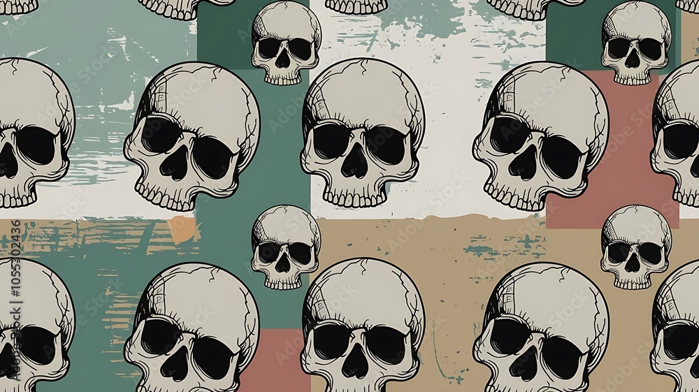 Grunge seamless pattern with skulls. Vector illustration. Grunge seamless pattern with skulls. Vector illustration.
