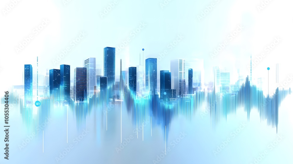 Abstract Business Growth Concept with Modern City Skyline and Upward Data Lines, Featuring Blue Holographic Light and Floating Data Points in a High-Tech Urban Environment with Corporate Finance Abstract Business Growth Concept with Modern City Skyline and Upward Data Lines, Featuring Blue Holographic Light and Floating Data Points in a High-Tech Urban Environment with Corporate Finance