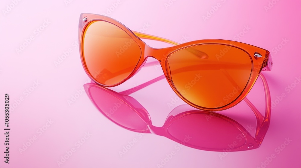 Orange Sunglasses on Pink Background Orange Sunglasses on Pink Background