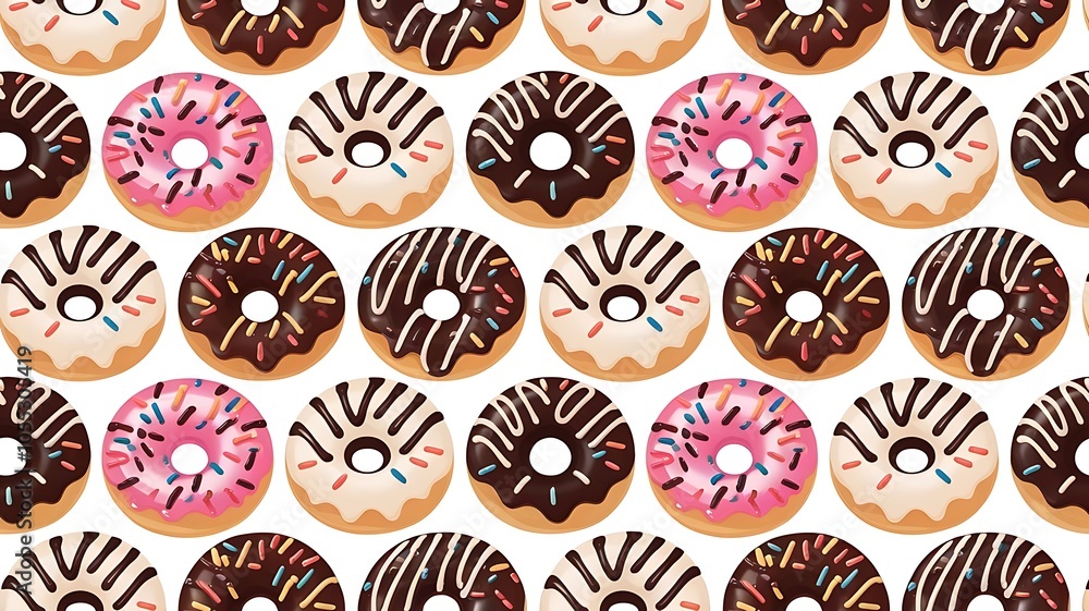 Fototapeta premium Donuts seamless pattern - vector illustration. eps 10