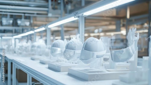 High-quality safety mask production facility, showcasing durable and comfortable designs for industrial environments. photo