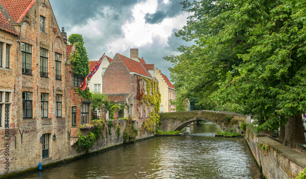Canals in the beautiful city of Bruges Belgium