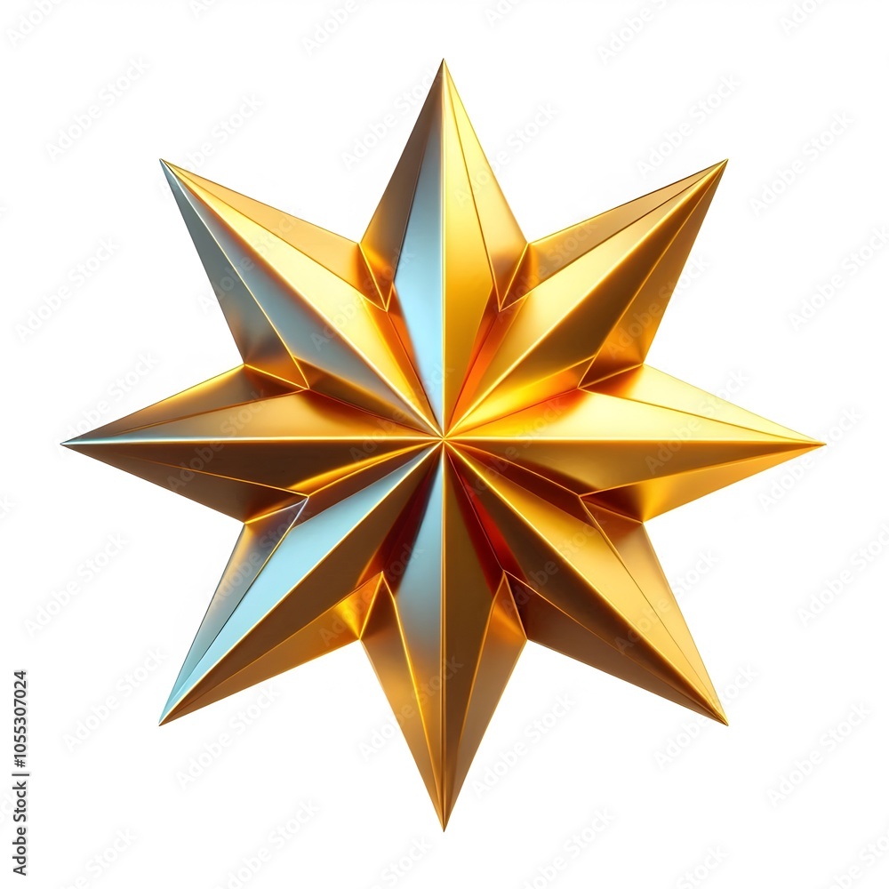 Golden 3D Star Isolated on White Background - Symbol of Excellence, Achievement, and Luxury Golden 3D Star Isolated on White Background - Symbol of Excellence, Achievement, and Luxury