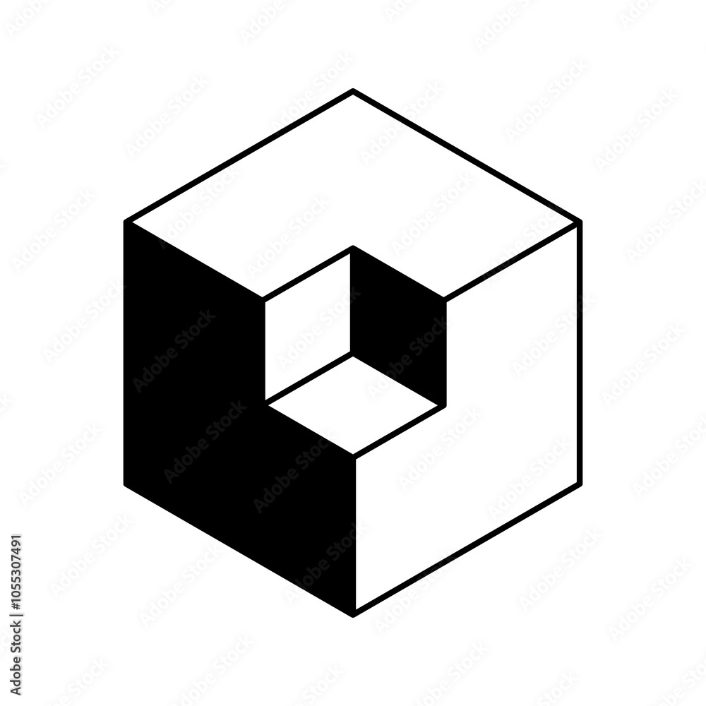 Cube logo, geometric vector design. Black and white Box logotype company, trendy techno emblem in isometric 3D style. Cube logo, geometric vector design. Black and white Box logotype company, trendy techno emblem in isometric 3D style.