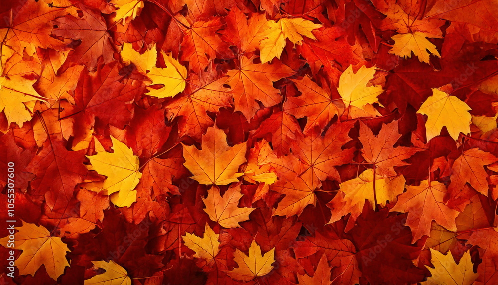Fallen maple leaves creating colorful autumn background Fallen maple leaves creating colorful autumn background