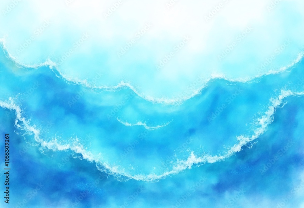 Swirling ocean waves in vibrant watercolor style, evoking a sense of depth and vastness of the sea. Bright and serene, reminiscent of a calm ocean day Swirling ocean waves in vibrant watercolor style, evoking a sense of depth and vastness of the sea. Bright and serene, reminiscent of a calm ocean day