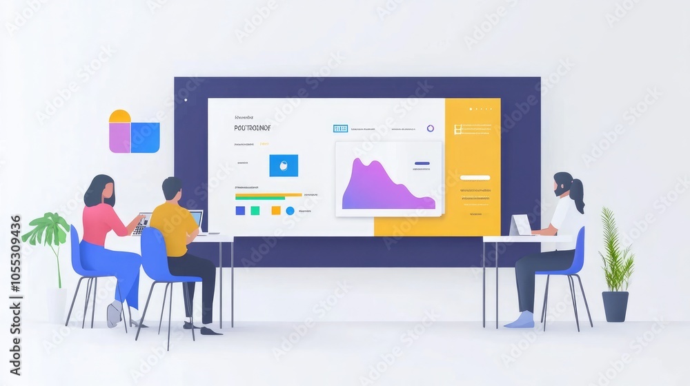 Business Meeting with Colorful Graphs and Charts Business Meeting with Colorful Graphs and Charts