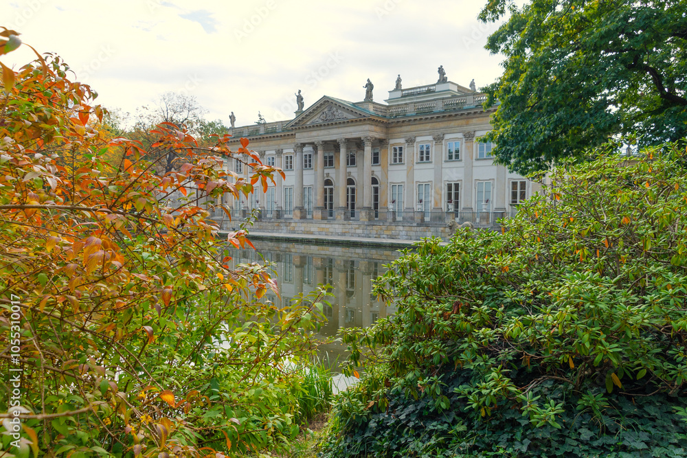 The Palace on the Isle. the Baths Palace. a classicist palace in Warsaw's Royal Baths Park.
