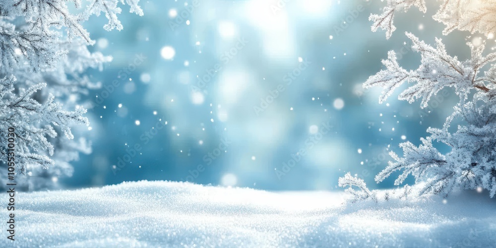 Serene Winter Wonderland with Snowdrifts and Snowflakes Serene Winter Wonderland with Snowdrifts and Snowflakes