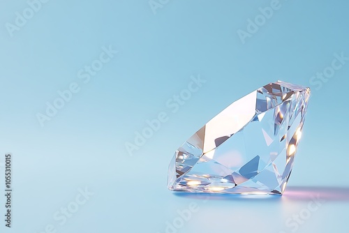 Sparkling Diamond on Blue Background photo