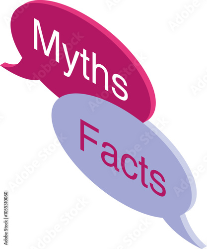 Two speech bubbles comparing myths and facts, symbolizing the importance of verifying information