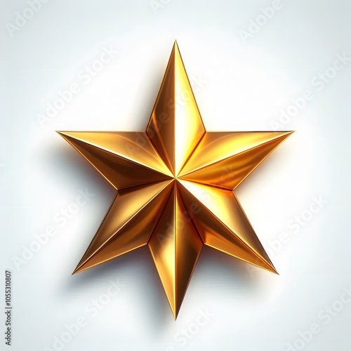 Golden 3D Star Isolated on White Background - Symbol of Excellence, Achievement, and Luxury