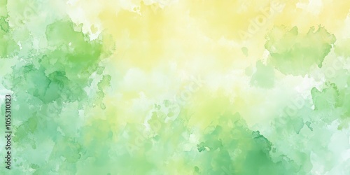 Spring Watercolor Background in Yellow and Green