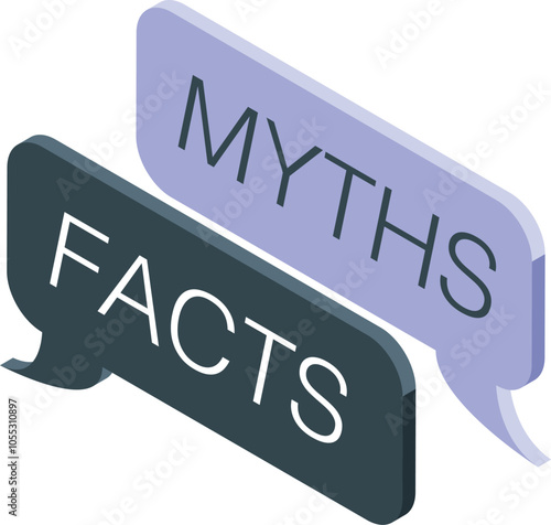 Two speech bubbles representing facts versus myths, symbolizing the spread of misinformation and disinformation