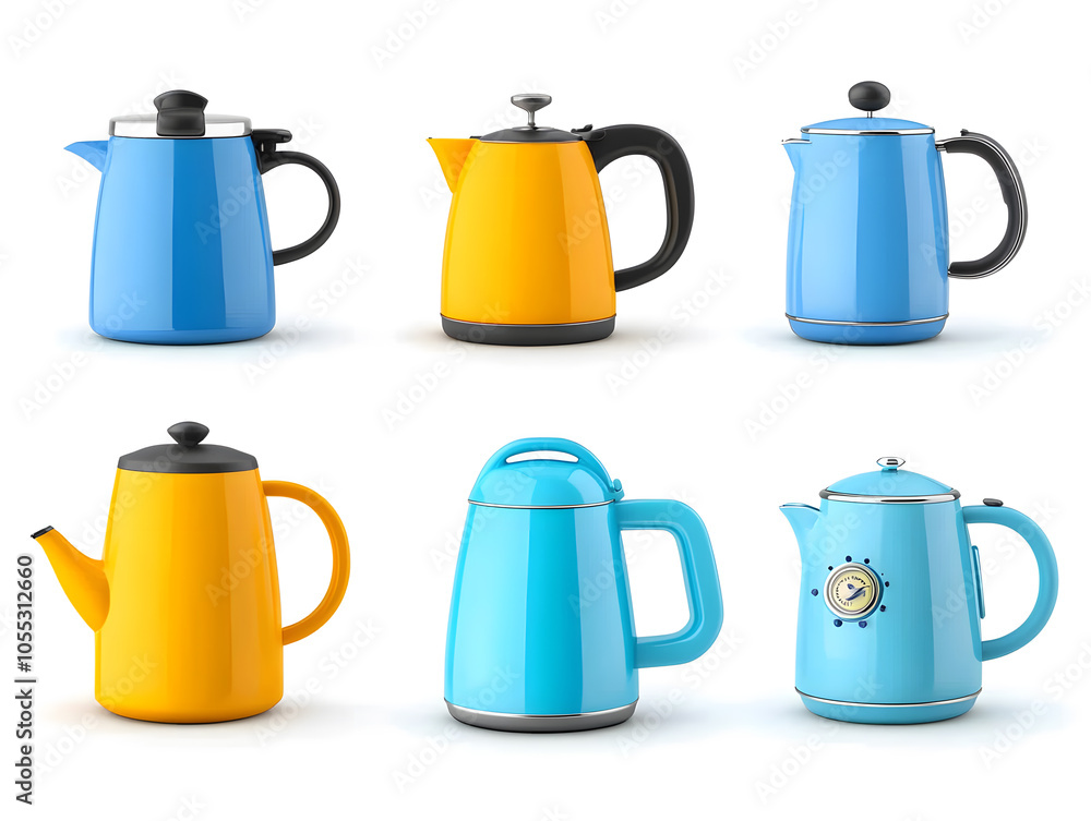 Electric kettle collection isolated on white background Electric kettle collection isolated on white background