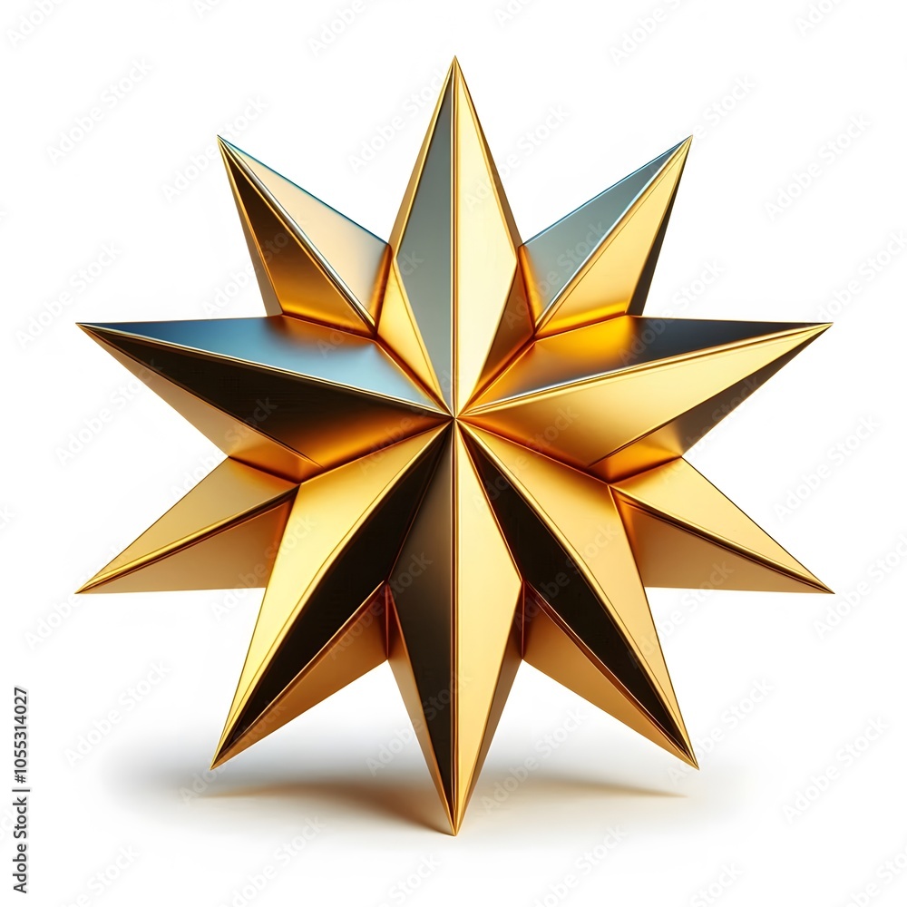Golden 3D Star Isolated on White Background - Symbol of Excellence, Achievement, and Luxury Golden 3D Star Isolated on White Background - Symbol of Excellence, Achievement, and Luxury