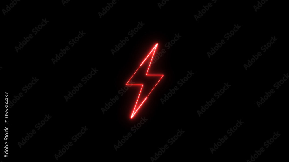 Neon glowing Lightning bolt icon. Concept of lightning, thunder electricity. Neon glowing Lightning bolt icon. Concept of lightning, thunder electricity.