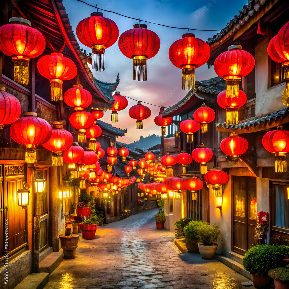 Fototapeta premium Beautiful Chinese New Year Concept with Traditional Elements