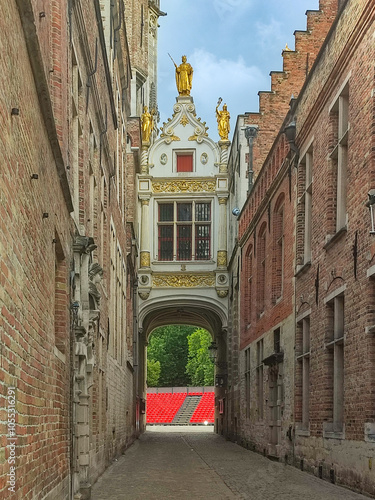 Blinde Ezelstraat Building in Bruges Belgium photo