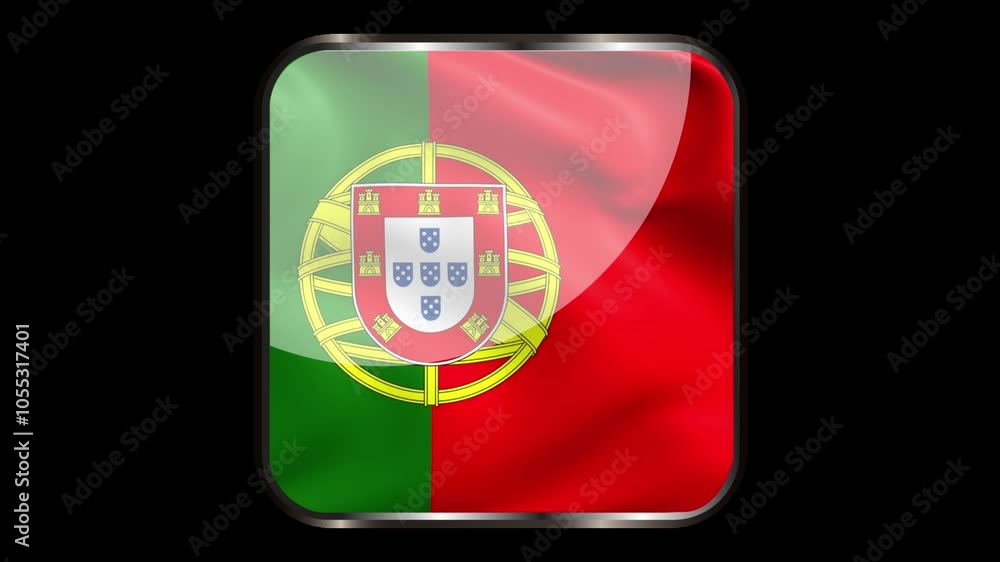 Portugal Flag Waving in 3D Rectangular Shape with transparent background Portugal Flag Waving in 3D Rectangular Shape with transparent background