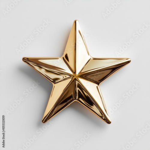 An elegant golden star ornament for Christmas tree decoration, symbolizing festivity and warmth, with its antique finish and holiday charm brightening up the room. photo