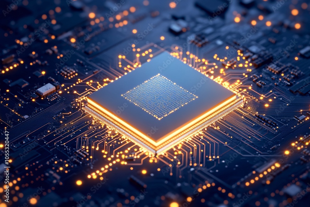 Close-up of a Microchip on a Circuit Board Close-up of a Microchip on a Circuit Board