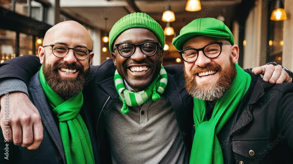 A group of friends celebrates St. Patrick Day. A group of friends celebrates St. Patrick Day.