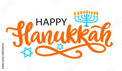 Happy Hanukkah holiday lettering calligraphy